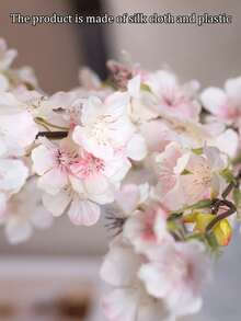 3 件人造花樱花树枝 41.7 英寸假丝绸樱花花、桃花、绿色仿真植物、青梅装饰、花瓶、婚礼、派对、客厅、卧室、DIY 墙壁、书桌填充物。用于家庭婚礼派对景观 DIY 装饰樱花丝绸花树装饰