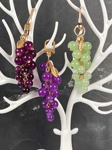 Harz transparente Perlen Trauben Anhänger, neue kreative Studentenrucksack Dekoration Schlüsselanhänger Geschenk, dekorative Accessoires Frucht Dekoration Tasche Kette Anhänger Tasche Verlängerungskette mit Kette Anhänger Amethyst Trauben Schutzabdeckung Anhänger, neue Ins kreative Studentenrucksack Dekoration Schlüsselanhänger Geschenk