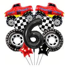 9pcs 40inch Black Large Digital Balloon Package Pickup Truck Racing Car Birthday Themed Balloon Scene Decoration