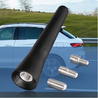 通用黑色汽车天线杆，全球适用汽车收音机天线 - 强信号车顶安装更换件，强大的无线电接收，增强信号天线，无需电池/无线，配有安装螺丝，适用于标致、宝马等车型，也是理想的节日礼物。