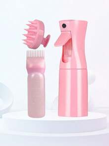 3件套/2件套护发套装，包含喷雾瓶（200毫升/300毫升）、发根涂抹瓶、染发油涂抹瓶 - 染发瓶和头皮按摩刷，可清洁头皮并按摩头部，缓解压力，促进头发生长，男女通用沐浴刷 - 让您的洗发日更轻松快捷，在家即可享受沙龙级美发体验 - 白色+粉紅色 - 查看 19