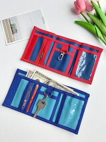 3-Fold Wallet, Cartoon Car And Dinosaur Printed, Durable Polyester Material With Zipper Pocket And Key Ring, Suitable For Daily Coin Purse - Multicolor - View 8