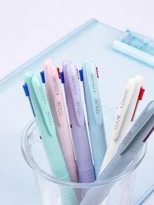 四合一多色 0.5 毫米圆珠笔，带夹子的光滑伸缩墨水笔，细尖可爱护士笔，颜色随机，适用于学校用品，返校 - 彩色 - 查看 2