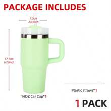 AKAZARO 1 件 14 盎司双层不锈钢隔热杯带手柄，适合旅行、露营、返校