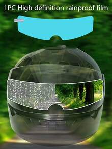 1pc Motorcycle Helmet Rainproof Sticker Film, High Definition - Blue - View 3