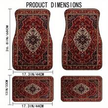 4pcs Bohemian & European Retro Pattern Car Floor Mats - Universal Fit Polyester Front & Rear Seat Car Mats - Suitable For Sedan, Saloon, SUV, Van All-Weather Vehicle Interior