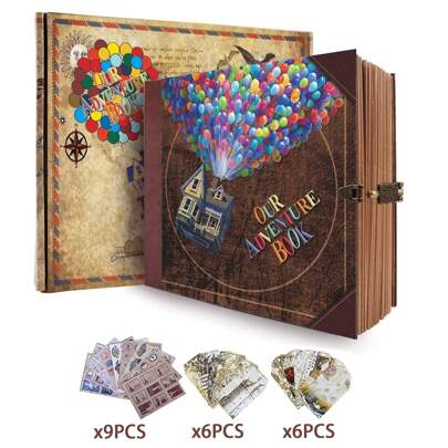 OUR ADVENTURE BOOK Vår äventyrsbok resedagbok album, klippbok, resesouvenir i vintagestil, vintage gästbok gör-det-själv-jubileum bröllop reseskrivande vän födelsedagspresent, alla hjärtans dag, halloween, jul, nyår idealisk present