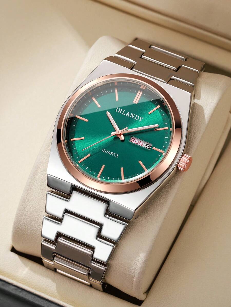 1 件经典时尚简约刻度日历表盘石英腕表，时尚男士礼物（不含表盒）