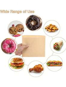 100个装牛皮纸防油纸袋，防油羊皮纸三明治袋，食品包装袋，自封袋，包装袋 - 食品安全，一次性包装袋，适用于熟食店、面包店、野餐、烧烤和办公室使用，让外卖更方便！返校季 - 彩色 - 查看 4