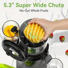 Cold Press Juicer, Cold Press Juicer With 5.3" Large Feed Chute Fit Whole Vegetable And Fruit, 300W Professional Slow Masticating Juicer, Juice Extractor Machine With High Juice Yield, Self Feeding Slow Juicer Easy Clean, Quiet Motor Juice Extractor - 白色 - 查看 7