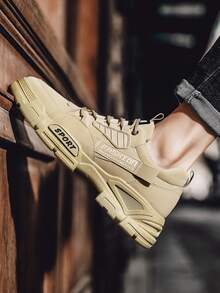 3D 圆点字母印花 + 解构线条低帮运动鞋，月球表面纹理防滑厚底系带运动鞋，千禧复古风格，适合通勤和轻度徒步旅行，燕麦色/玛瑙黑，适合咖啡馆通勤和城市轻度冒险，四季皆宜 - 彩色 - 查看 1