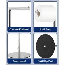 Toilet Paper Holder Stand, Free Standing Toilet Paper Roll Holder With Reserve, Modern Bathroom Toilet Paper Stand For 4 Rolls