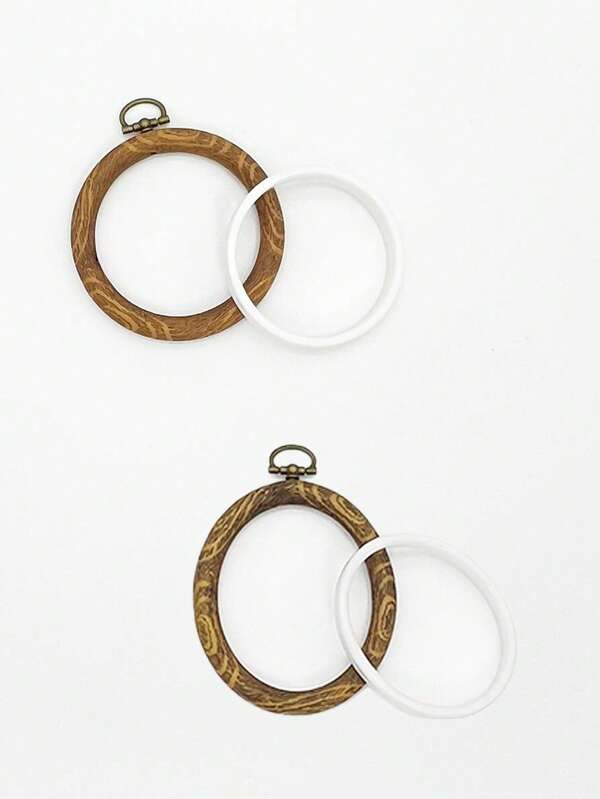 3 piezas de aros de bordado de madera con textura vintage, ovalados de 8*10*3 piezas, redondos de 8*3 piezas, aros de bordado de plástico ABS para manualidades de punto de cruz y costura DIY