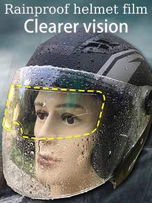 1pc Motorcycle Helmet Rainproof Sticker Film, High Definition - Blue - View 2