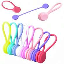 1/5/10 dây cáp từ tính, dây buộc silicon tái sử dụng, dây buộc xoắn để bó và sắp xếp các vật dụng cố định, kẹp dây quấn nam châm tủ lạnh cho tai nghe USB và móc khóa (Màu ngẫu nhiên) - Nhiều màu - Xem 6