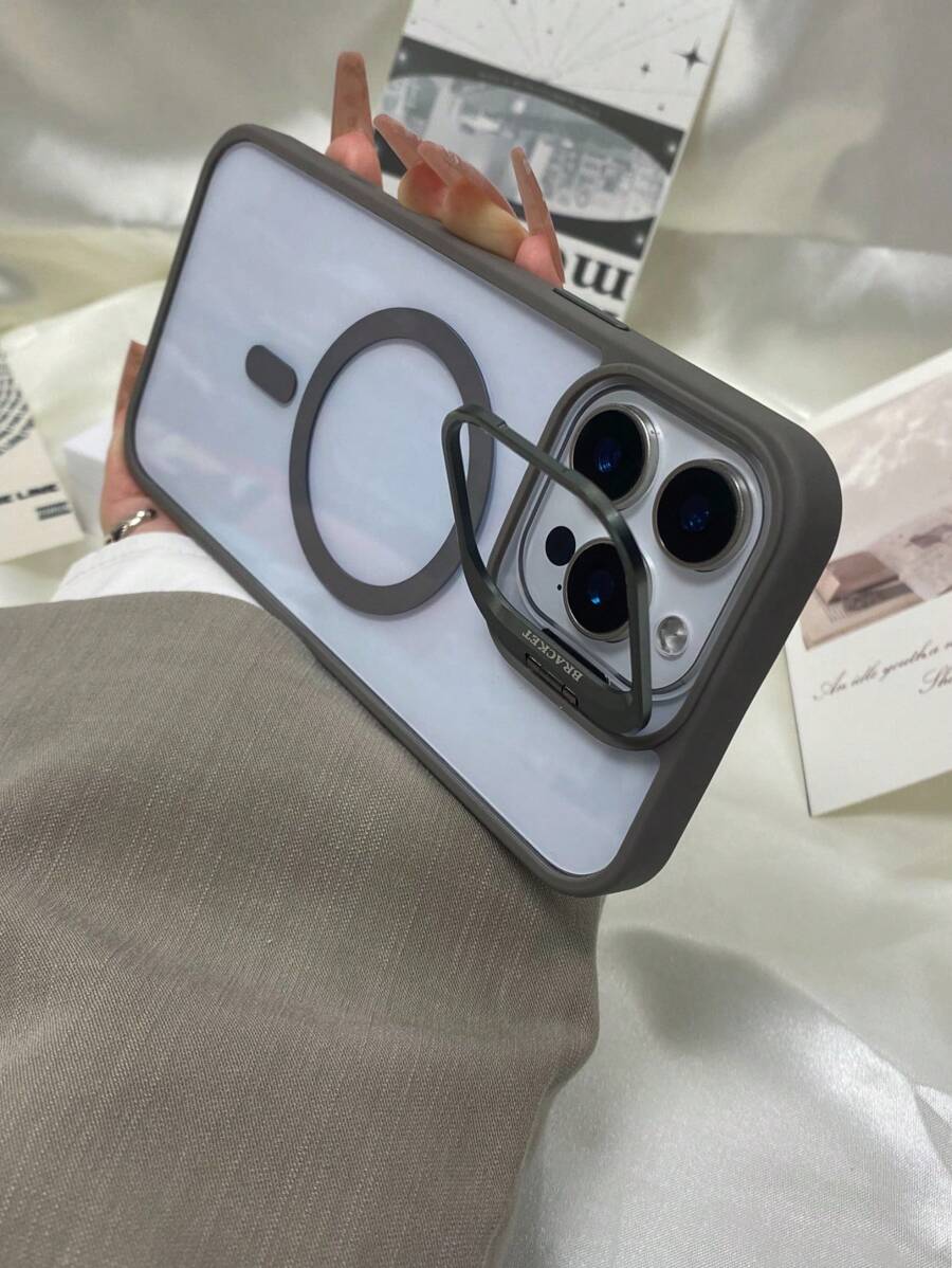 For IPhone 17promax 17 Air For IPhone 16 15 14 13 12 11 Pro Max Case With Camera Stand[Military-Grade Drop Protection [Compatible With MagSafe][Built-In Camera Stash Stand]No-Yellowing Soft TPU Phone Case For IPhone - 灰色 - 查看 1