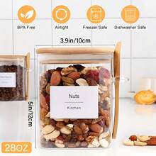 12 Piece Set Of Glass Jars, 4 Glass Jars, 4 Bamboo Lids, 4 Bamboo Spoons, High Borax Glass Jars, 27 Ounces Large Capacity Sealed Storage Jar With Natural Bamboo Spoon |   Storage For Tea, Salt, Sugar, Coffee, Moisture-Proof, Mold Proof, Transparent And Visible Kitchen Pantry Storage Artifact,  Friendly Bamboo Spoon, Dry Goods, Spices, Tea Leaves Can Be Stacked To Save Space - 透明玻璃罐 - 查看 4