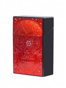 1 pieza Estuche de cigarrillos de plástico con diseño único de calavera con corazón, almacena 20 cigarrillos, caja de cigarrillos portátil y creativa, adecuada para hombres y mujeres, regalo, útiles escolares, funda de cigarrillos, almacenamiento de cigarrillos