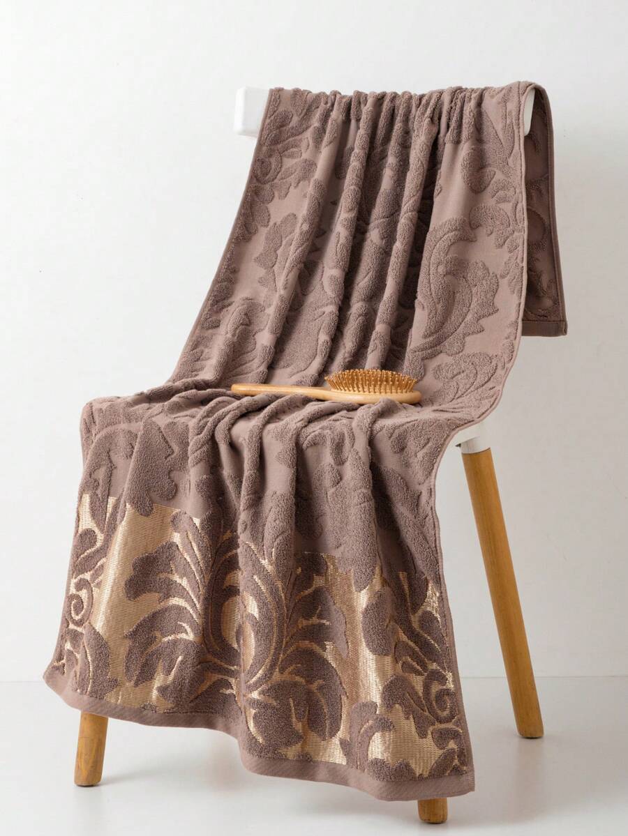 1pc Brown Simple Lightweight Thin Bath Towel, 70*140cm Floral Jacquard Pattern, Suitable For Adults, Swimming, Bathing, Kitchen, Face Washing, Hand Towel 34*74cm Or 34*34cm Handkerchief, Quick Dry, Absorbent, Soft, Suitable For Bathroom, Kitchen, Travel, Holiday Gift, Gym, Beach, Hotel, Salon, Outdoor Shower Towels For Beauty Salon, Hotel Sports,Home Essentials, Towel, Skin Care - Brown - View 1