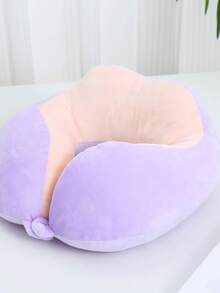 New Solid Color Camel Hump Pattern Cotton Pillow, Portable Neck Pillow Suitable For Outdoor Travel, Office Nap, With Magnetic Storage Function U-Shaped Fabric Pillow - Multicolor - View 4