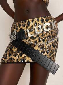 Sparkling Rhinestone Waist Chain/Belt, Letter Waist Chain/Belt, Versatile Design, Butterfly Rhinestone Buckle Waist Belt Fall, Autumn, Halloween