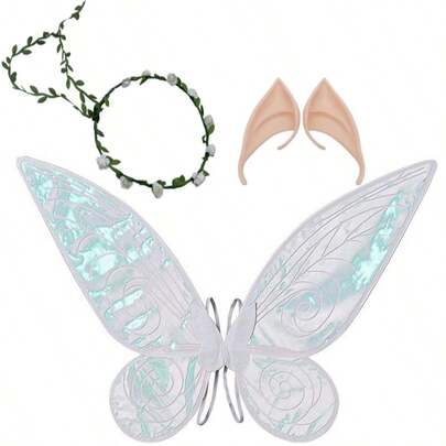 Set de 2 piezas de alas de hada para adultos, 3 piezas de alas de mariposa para niñas, alas de ángel, accesorios de disfraz de hada para mujeres, 6 opciones de color