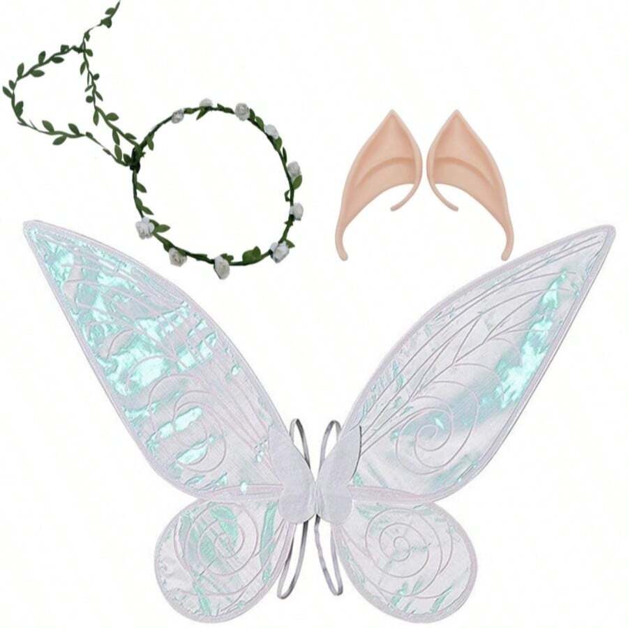 Set de 2 piezas de alas de hada para adultos, 3 piezas de alas de mariposa para niñas, alas de ángel, accesorios de disfraz de hada para mujeres, 6 opciones de color
