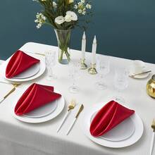 8/16/24张散装婚礼餐巾，优雅方形餐桌餐巾，缎面餐巾，适用于餐厅、派对、毕业典礼（30*30厘米/12*12英寸） - 紅色 - 查看 2