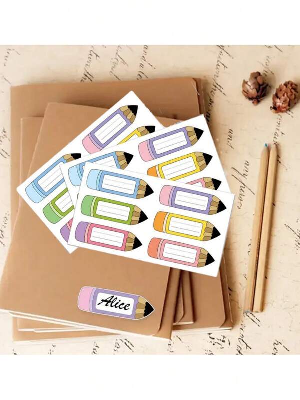 30/60/120pcs Colorful Pencil Shaped Name Labels - 1.18"X3.54" Adhesive Nameplates With Vibrant Colors, Label Stickers For Classroom, Office And Back To School Party Decor, School Supplies, Office Organization, Classroom Identification And Stationery Marking | Fun Design | Colored Labels, Classroom Labels, Multicolor Cute Stickers, Name Stickers, Best Choice For Back To School Gifts