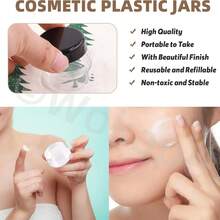 25 个迷你透明面霜罐 3g 5g 空塑料化妆品化妆罐透明样品瓶眼影霜唇膏容器，旅行必需品样品化妆品罐空迷你瓶感恩节、万圣节和圣诞节适用 - 黑色 - 查看 7