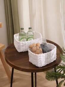 Handgeflochtenes Aufbewahrungskorb Set mit 1 oder 3 Stücke, Papierseile Material Aufbewahrungskorb, für Heim-Organisation und Lagerung, geeignet für Wohnzimmer, Schlafzimmer, Küchenschrank und Büro, Heim-Dekoration, Landhausstil-Dekoration (Klein + Mittel + Groß), Regalkörbe