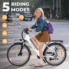 WIND HORSE 26" Electric Bike For Adults With 36V 13AH Removable Battery And Up To 50 Miles 20MPH, 350W Motor (PEAK 750W), 7-Speed, Commuter Ebike With Lockable Suspension Fork For Commuting Leisure Adults Teens Gift