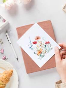 24张/12套花卉贺卡套装，6种不同设计，生日派对贺卡，节日庆祝好运贺卡，毕业祝福贺卡，适用于各种场合，可用作感谢卡、贺卡、慰问卡、办公用品、节日装饰和礼品标签、派对礼品，包含12张卡片和12个信封。 - 花卉 - 查看 7