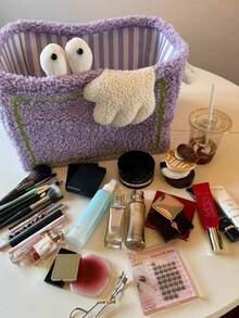 1 件长方形毛绒折叠收纳篮，卧室杂物收纳篮，客厅装饰收纳挂件，化妆品收纳篮，衣物收纳篮，适用于居家、办公室、大学宿舍的日常生活，是完美的返校必需品，开学季必备品