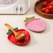 1pc Ceramic Spoon Rest For Stove Top, Cute Strawberry Spoon Rest Cooking Spoon Holder For Kitchen Counter, Utensil Rest Spatula Rest Ladle Holder Tong Rest, Gift For Cooking Housewarming Wedding - Multicolor - View 8