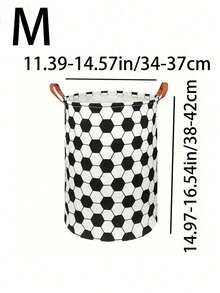 1 chiếc giỏ đựng quần áo gấp gọn bằng vải bạt cho phòng trẻ em họa tiết bóng đá màu đen và trắng có tay cầm, hộp đựng đồ chơi, dễ thương và nhẹ, thích hợp cho gia đình, trẻ em, phòng trẻ em (Hướng họa tiết ngẫu nhiên) - Đen và trắng - Xem 13