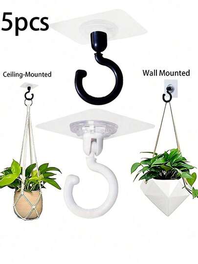 3 件可旋转天花板粘性挂钩 - 易于安装，无需钻孔，粘性衣架用于悬挂植物、灯笼、风铃，现代天花板装饰带实用挂钩