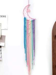 1pc Boho Macrame Woven Wall Hanging Crochet Crescent Moon Star Dream Catcher With Long Tassel Dream Catcher Wall Decor Handmade Bohemian Home Decor Decoration Art Craft For Kids Bedroom Dorm Room Excluding Lights Garden Lights Garden Decor Wedding Decor Room Decor Gifts Birthday Graduation - Multicolor - View 5