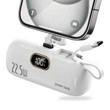 Cargador portátil, batería externa ultra compacta de 4500mAh con cable tipo C incorporado, pantalla LED, doble compatible con teléfonos y otros suministros de energía móvil, adecuado para vacaciones de verano, viajes al aire libre/camping y batería de respaldo de emergencia, regalo para familia, amigos, cumpleaños