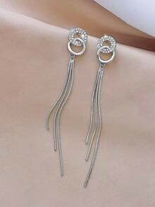 Hoa tai tua rua dài thanh lịch, Hoa tai thời trang cá nhân hóa, Trang sức phong cách Châu Âu và Mỹ - Bạc - Xem 3