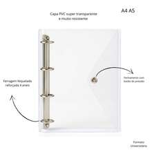 Notebook, Binder, Organizer Folder, 4 Transparent Rings, Button Closure - White - View 2