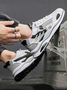 Zapatos deportivos con cordones y amortiguación de impactos, antideslizantes para hombres, diseño de marca, duraderos y cómodos para correr, entrenar y hacer ejercicio al aire libre. Zapatos casuales versátiles y cómodos mocasines sin cordones para hombres.