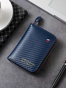 Borsa per carte di credito casual da uomo, borsa a coin con posizionamento multi-tasca in tessuto semplice e di grande capacità, custodia per schede