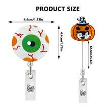 1pc Acrylic Halloween Pumpkin & Ghost Retractable Badge Reel, Suitable For Nurses, Doctors, Staff And Volunteers,For School Supplies,Back To School - Multicolor - View 11