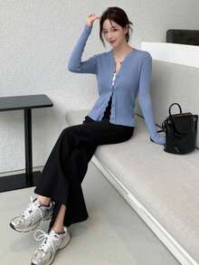 Women Lightweight Cardigans - Blue - View 5