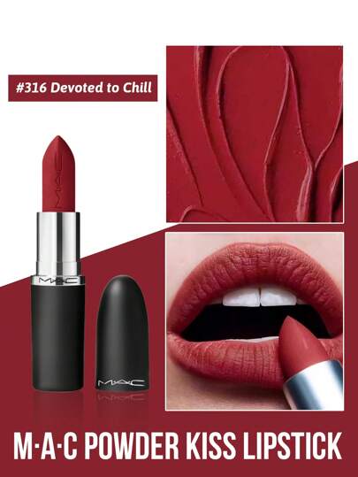  MAC Powder Kiss 唇膏 316 致力于清凉，持久的色彩，奢华柔滑的滋养质地，保湿柔滑配方，醒目的色素沉着，是化妆爱好者的理想选择，非常适合工作、休闲、正式活动和庆祝活动