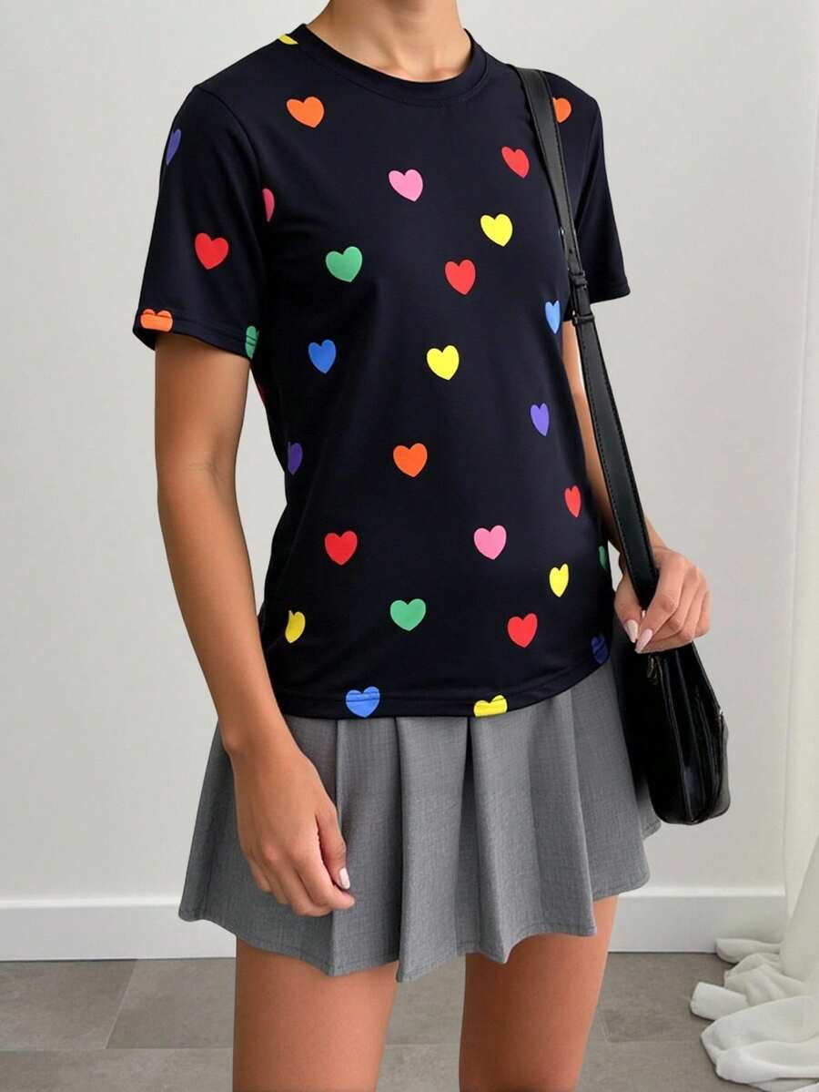 2025 nuevo popular abrigo de manga corta de cuello redondo de color love Point casual - Negro - Ver 1