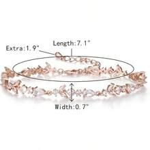 Crysdue Wedding Bridal Link Bracelet Brides Bridesmaids, Marquise Cubic Zirconia Tennis Bracelets Women Prom Jewelry - 02_玫瑰金 7.5-9.1英寸 - 查看 11