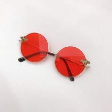 [蜜蜂女孩必备] 金色框架圆形时尚眼镜，复古个性多色，Y2K 时尚配饰，可爱蜜蜂设计时尚眼镜圆形墨镜