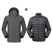 CAMEL CROWN Men's Cold-Resistant Jacket Three-In-One Detachable Waterproof Down Jacket - Ink Gray - View 1